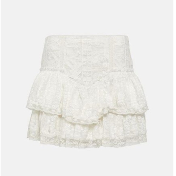 LoveShackFancy White Lace Ruffle skirt - Picture 2 of 9